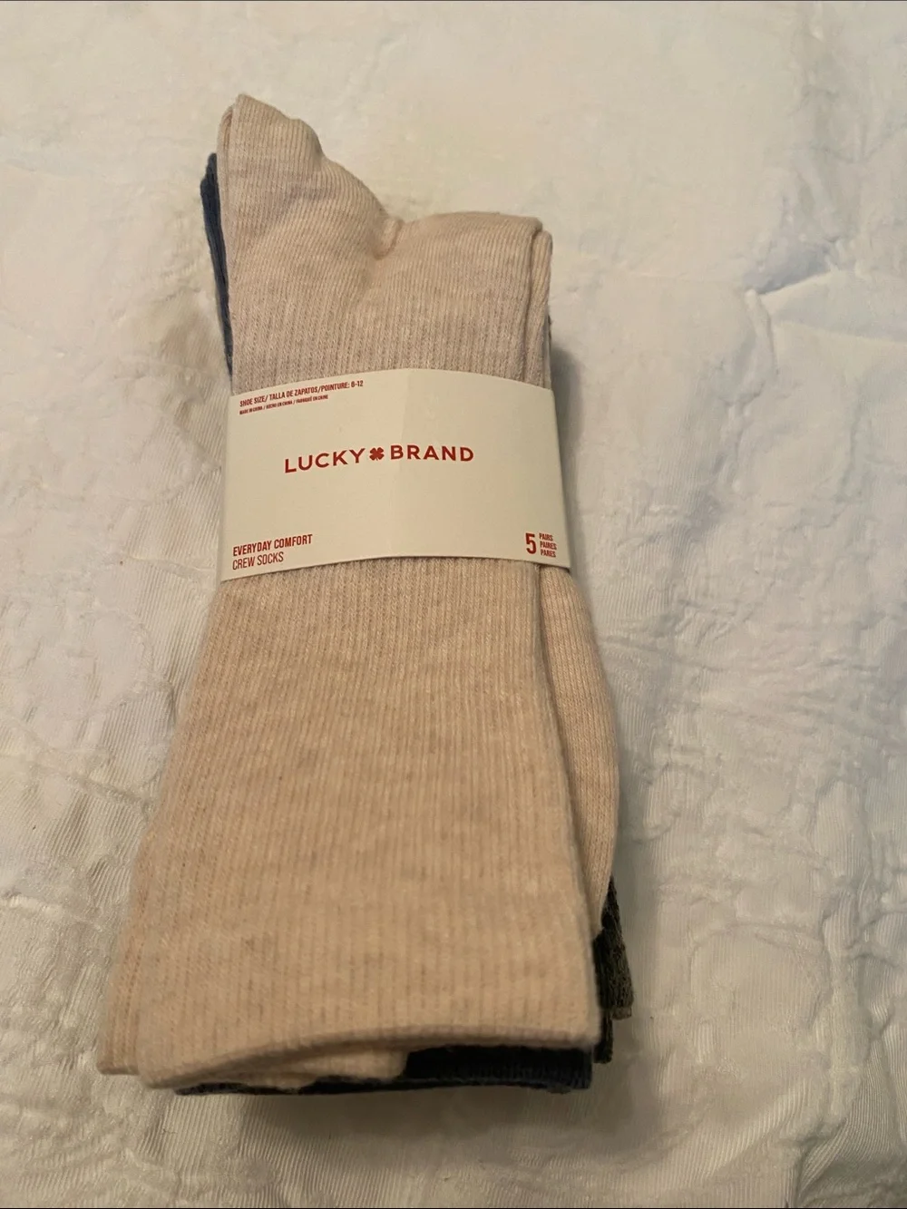 Lucky Brand Men's Crew Socks - Beige & Navy Pack